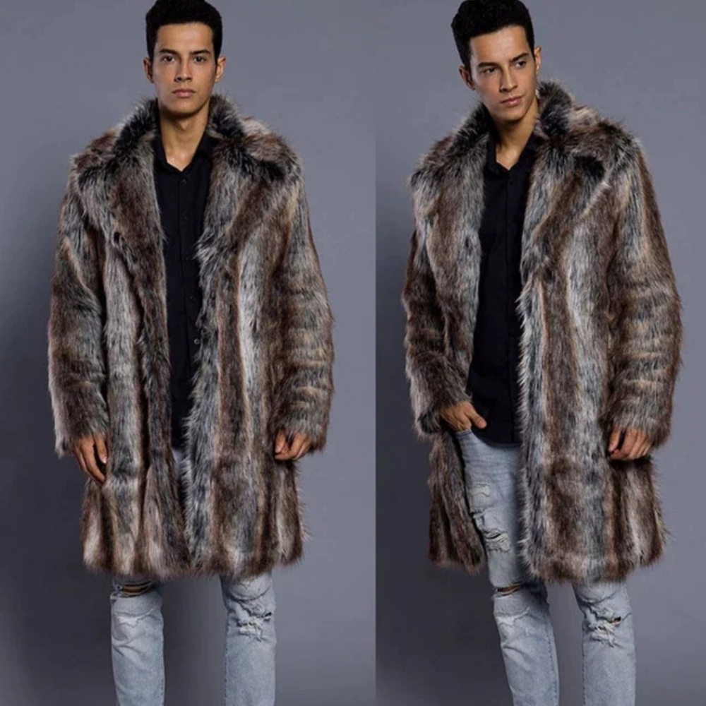Lanshifei 3XL Men's Faux Fur Coat NWT